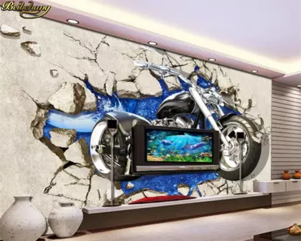 3D-обои beibehang трехмерные с разбитыми стенами, мотоциклетные 3d обои для бара, ktv, ресторана, фоновая бумага