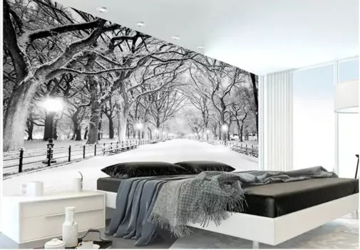 3d обои для комнаты, Зимний лес, пейзаж, фон, 3d обои для комнаты, 3d обои с природой