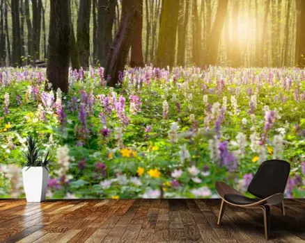 3d обои на стену с цветущими цветами, деревьями и лесами, настенные бумаги для гостиной, кухни, спальни, домашний декор