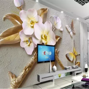 3d обои на заказ, рельефные фрески с бабочками и цветами для гостиной, спальни, фоновые украшения, водонепроницаемые обои