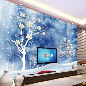 3D обои в средиземноморском стиле с изображением сливового дерева, жемчужного лося, фоновые обои для гостиной, фоновые фрески для спальни ТВ, фото