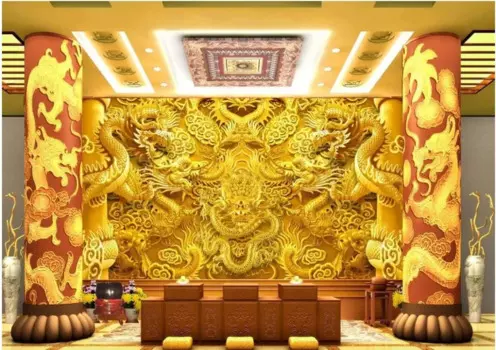 3d стереоскопические обои, фотообои на заказ, 3d золотистый дракон, трехмерное украшение для дома