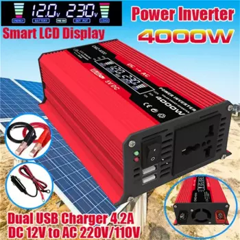 4000 Вт ЖК-дисплей Инвертор солнечной энергии 12 В до 110 В/220 В USB модифицированный синусоидальный трансформатор напряжения автомобильный адаптер преобразователь заряда