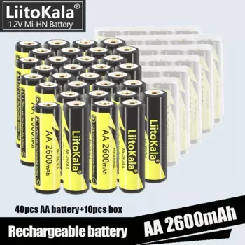 40 шт. LiitoKala Ni-26/AA 1,2 V 2600mAh Ni-MH AA перезаряжаемая батарея для камеры противоударный игрушечный автомобиль + коробка для батарей AA