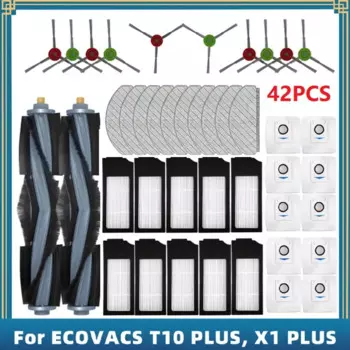 42 шт. для робота-пылесоса ECOVACS T10 PLUS/X1 PLUS, запасные части, основная боковая щетка, фильтр Hepa, швабра, тканевый мешок для пыли