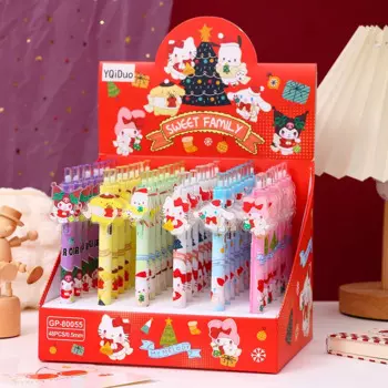 48 шт., гелевая ручка Sanrio Melody, новый милый Hello Kitty, коричная зеленая, Мультяшные студенческие милые канцелярские принадлежности, оптовая продажа