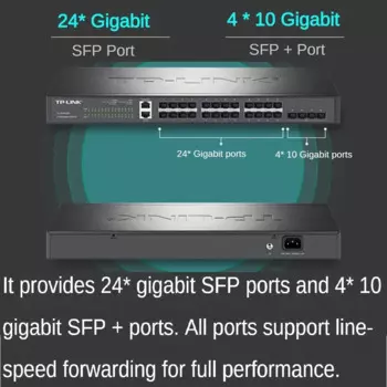 Сетевой коммутатор Ethernet 4*10 Гбит/с 4*10000 Мбит/с SFP+ Оптические порты Layer 3 Переключатель управления 24*SFP Гигабитные порты 16K MAC VLAN IPv6