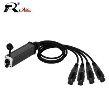 4-канальный 3-контактный кабель-змея XLR к плетеному кабелю Ethernet с сетевым приемником Cat5, водонепроницаемый кабель-змея XLR M/F к RJ45