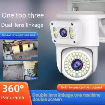 4-мегапиксельная 4K IP-камера наружная WiFi PTZ с тремя объективами двойной экран 4X оптический зум Автоматическое отслеживание IP66 Водонепроницаемая камера видеонаблюдения