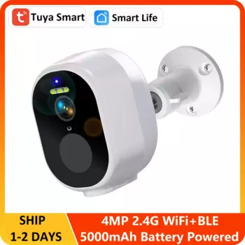 4-мегапиксельная интеллектуальная беспроводная камера Tuya WiFi +BLE для наружного использования, работающая на солнечной батарее, прожектор для обнаружения людей, сетевая камера видеонаблюдения IP 2K
