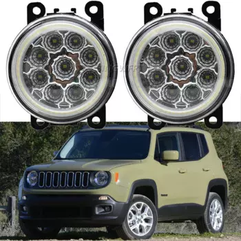 (4 стиля) противотуманная фара для Jeep Renegade 2015 2016 2017 2018, передний бампер автомобиля, противотуманная фара H11 с ангельским глазом DRL