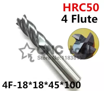 4f-18*18*45*100,hrc50, твердосплавная квадратная фреза с плоским концом, четыре 4 флейты, покрытие 18 мм, нано для высокоскоростного фрезерного станка