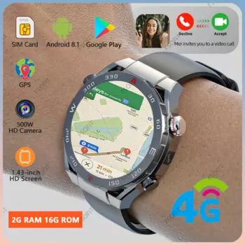 4G SIM-карта Смарт-часы Bluetooth GPS Wi-Fi NFC Вызов 5MP Камера Сердечного ритма Google Play Приложение Загрузка Android Ultimate Smart Watch