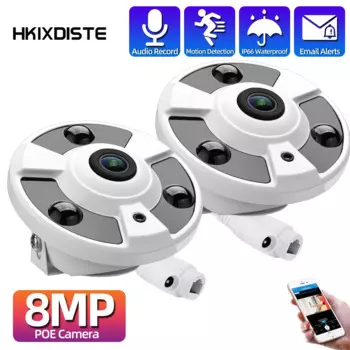 4K 8MP домашняя сетевая IP-камера видеонаблюдения 180 градусов «рыбий глаз» Len панорамная купольная камера безопасности с POE система видеонаблюдения H.265 Cam