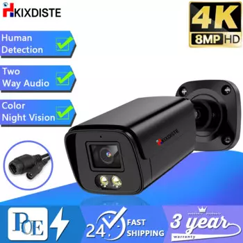 4K 8MP двусторонняя аудио цветная камера ночного видения PoE обнаружение человека умная двойная световая безопасность уличная домашняя IP-камера безопасности