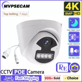 4K полноцветная камера ночного видения CCTV POE камера безопасности внутренняя домашняя потолочная IP-купольная камера 2-сторонняя аудио-видео камера наблюдения 8MP