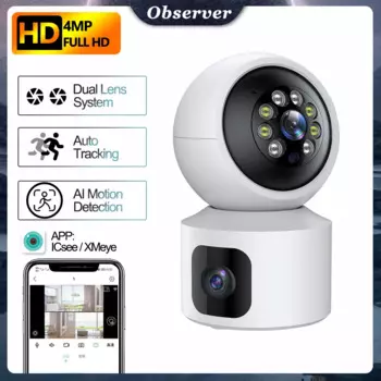 4MP Baby Monitor, двойной объектив 5G Wifi камеры наблюдения, 2K, крытый, инфракрасное ночное видение, автоматическое отслеживание, IP-камера, защита безопасности
