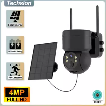 4MP, Солнечная камера, Wifi, Открытый, Беспроводное наблюдение, IP-камеры с солнечной панелью, PIR обнаружения человека, 7800mAh аккумуляторная батарея