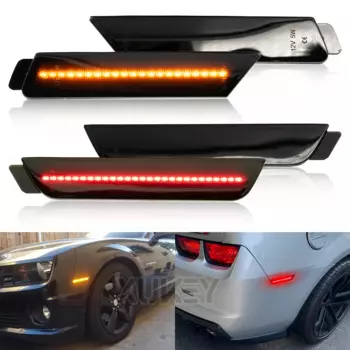 4x передний задний боковой габаритный фонарь Янтарно-красный для Chevy Camaro 2010-2015, светодиодный бампер, крыло, поворотный боковой габаритный индикатор, мигалка