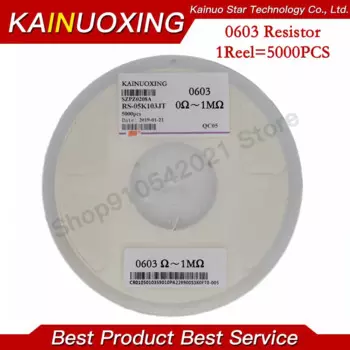 5000 шт. 0603 Резистор SMD Точность 1% 0 Ом ~ 10 М Ом 1 К 2,2 К 10 К 100 К 0 1 10 100 150 220 330 Ом 1R 10R 100R 150R 220R 330R