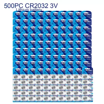 500 шт., PKCELL CR2032, BR2032, DL2032, ECR2032, 3 в, кнопочный элемент, литиевая батарея для часов, автомобильный пульт дистанционного управления