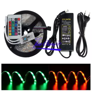 5050 300 светодиодный ная RGB светодиодный ная лента 12 В IP65 + 24-кнопочный контроллер WiFi RGB + 5A светодиодный в Светодиодная лента