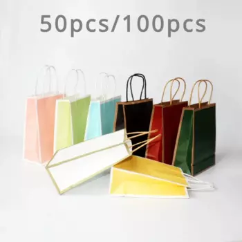 50/100 шт., бумажные пакеты для одежды