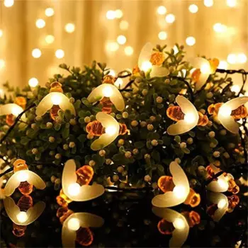 50 LED Cute Bee Solar String Light Outdoor Wedding Garden Patio Party Christmas Tree Honeybee Starry Fairy Decor Lamp