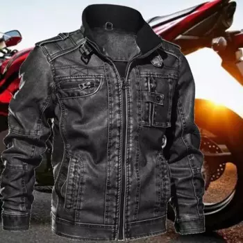 50% Лидер продаж! Осенняя мужская модная повседневная мотоциклетная байкерская куртка из искусственной кожи с воротником-стойкой