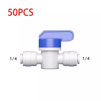 50 шт./лот 1/4 "-1/4" шаровой кран с обратной промывкой, управляемый 6,5 мм RO фитинг, полиэтиленовая труба, быстрый разъем, детали фильтра для воды