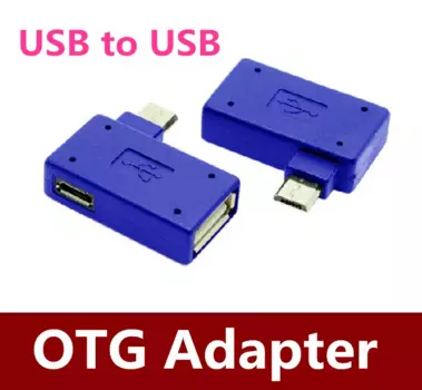 50 шт./лот с адаптером питания micro USB на USB OTG с правым изгибом, адаптер micro USB OTG с несколькими интерфейсами, синий