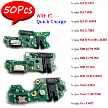 50 шт., USB-порт для зарядки, разъем для док-станции, зарядная плата, гибкая плата для Infinix Hot 6X 7 10i 11 30 Play Note 10 11 Pro 12 30 Smart 4