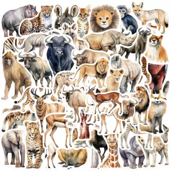 50Pcs Cartoon African Animal Series Graffiti Stickers Suitable for Luggage Phone Cases Skateboard Decoration Stickers DIY Toys