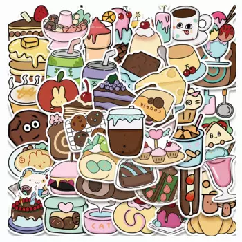 50PCS Delicious Food Store Stickers Ice Cream Dessert Graffiti Decals For Laptop Suitcase Skateboard Guitar Decorate Stickers