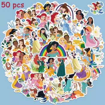 50pcs Disney Princess Stickers Snow White Ariel Jasmine Belle Decals For Kids Laptop Luggage Skateboard Bike Diary Sticker