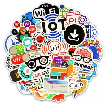 50PCS Programming Language Sticker Internet Html Software Waterproof Sticker for Geek Hacker Developer to DIY Laptop Computer PC