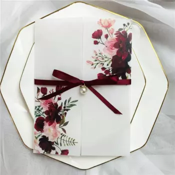 50x Vellum прозрачный пакет розовые бордовые лакмусовые бумажные конверты A7 с индивидуальным приглашением на свадьбу Sweet 16