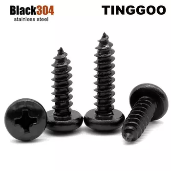 TINGGOO Саморезы по дереву черные из нержавейки 304 M1-M6