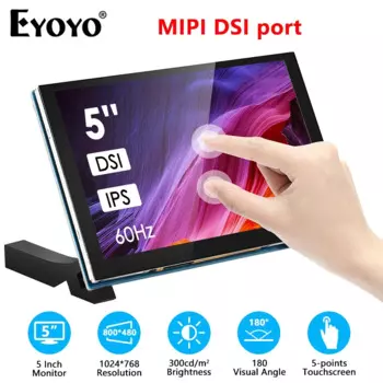 5-дюймовый емкостный сенсорный IPS-экран Eyoyo 800 480, маленький мини-монитор с 5 точками касания для Raspberry Pi 3B, 3A, 2B, см3/3, подарок для DIYer