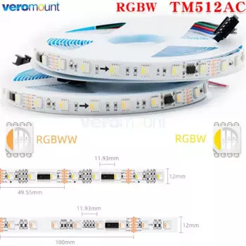 5 м DMX512 Пиксельная Светодиодная лента RGBW RGBWW 4 в 1 SMD 5050 TM512AC внешняя IC SOP10 / 16 DC 12 В 24 в 60 светодиодов/м DMX Адресуемая Светодиодная лента