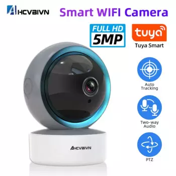 5-мегапиксельная Tuya внутренняя Wi-Fi PTZ IP-камера безопасности с автоматическим отслеживанием Smart Life Беспроводная камера видеонаблюдения 2-сторонняя аудионяня