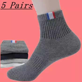 5 пар, однотонные мужские спортивные носки, теплые, белые, черные