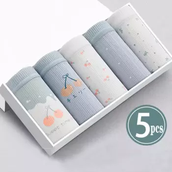 5 шт./комплект, женские хлопковые трусы с принтом