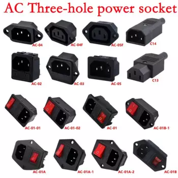 5 шт., розетка для монтажа компьютера, 3 контакта, IEC320 C14