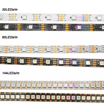 5 в WS2812B SK9822 12 В WS2815 5050 RGB Светодиодная лента 30/60/144 пикселей/М WS2812 умная лампа лента белый/черный магический бар IP30/65/67
