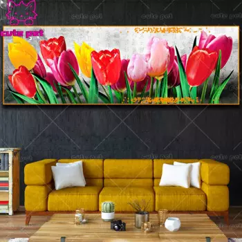 5d алмазная живопись круглый алмаз цветы тюльпана мозаика Diy вышивка крестиком декор вышивка узор вышивка ручная работа большой подарок