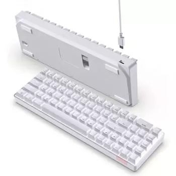 60% Беспроводная Механическая игровая клавиатура, 2,4G/BT/Проводная компактная клавиатура с 69 клавишами, с нумпадом, популярный красный переключатель, белая задняя крышка