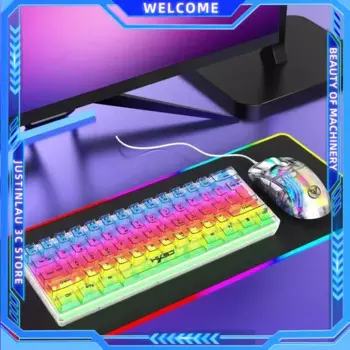 60% Проводная игровая клавиатура с RGB-подсветкой, ультракомпактная мини-клавиатура, водонепроницаемая компактная клавиатура с 61 клавишами для ПК, геймеров Mac