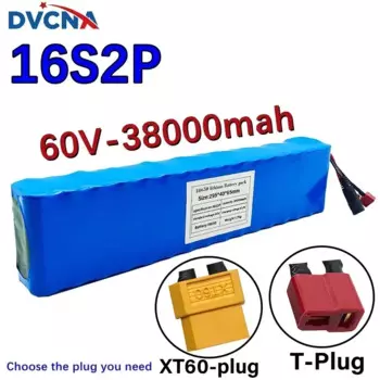 60V 16S2P 18650 литий-ионный аккумулятор 67,2 V 38000mAh Ebike Электрический велосипед Скутер с BMS 1000 Вт BMS XT60/T разъем + зарядное устройство