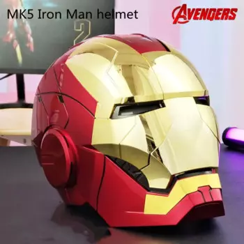 65 см шлем Marvel Iron Man 1:1 Mk5 с голосовым управлением, глаза со светом, модель игрушки для взрослых, электрические носимые рождественские игрушки, подарки